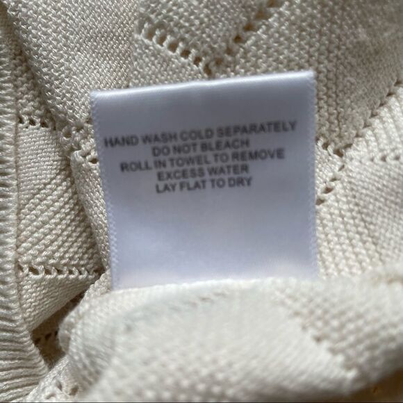 MODCLOTH Pointelle Short Sleeve Top Ivory Size Small - Picture 7 of 9